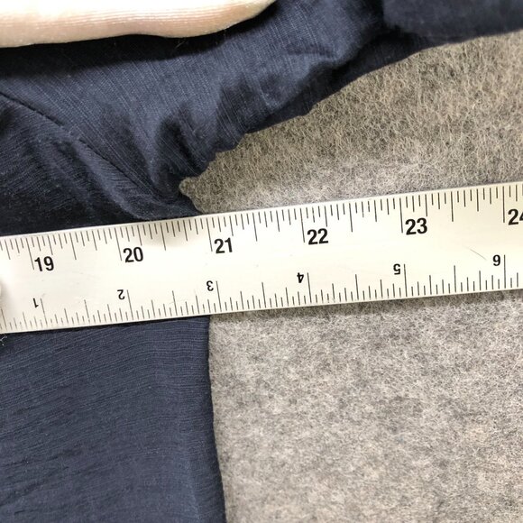 MNG Mango Crinkle Shirt Womens XS (2) Navy Blue Short Sleeve Relaxed Button Up - Picture 7 of 8